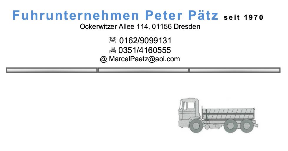 Sponsor Fuhrunternehmen Peter Pätz